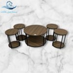 طقم طاولة شاهي 4+1 صيني  خشب حديد دورين